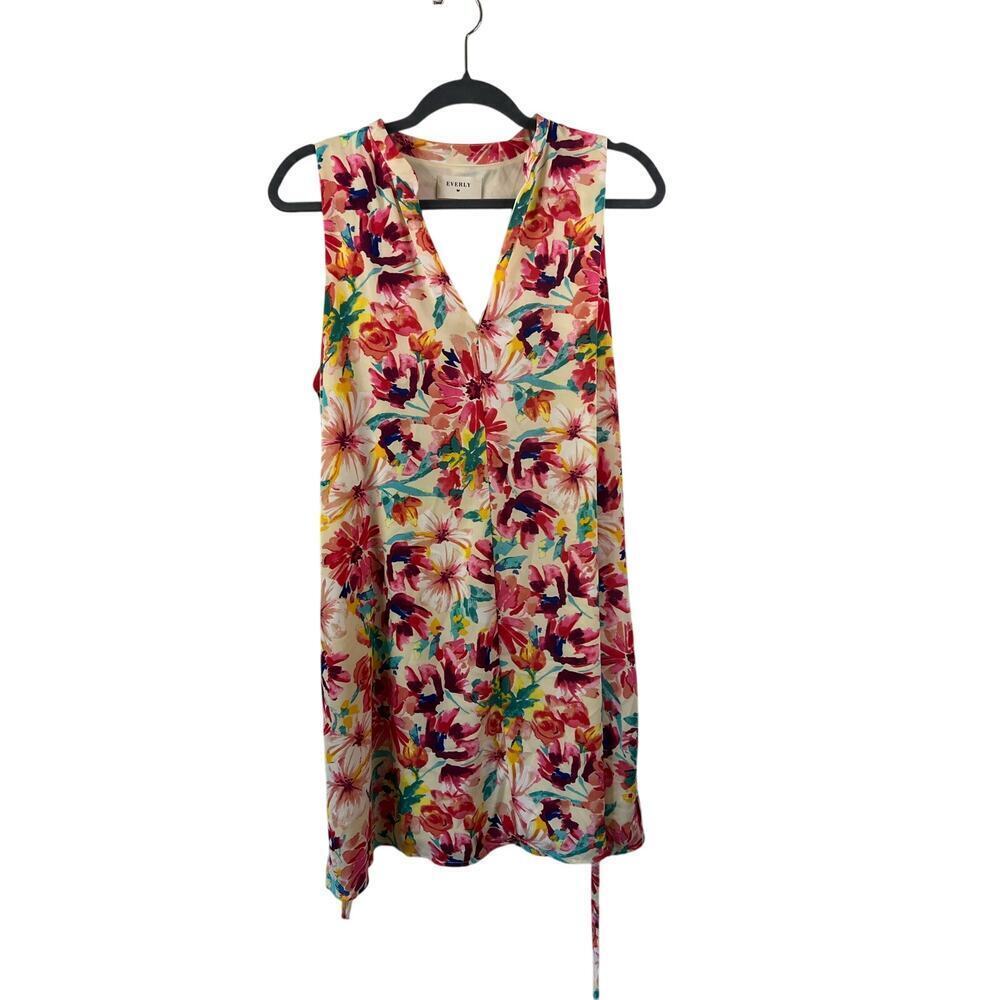 Everly Womens Floral Midlength Dress Size Large
